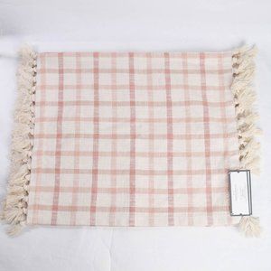 Set of 2 Threshold Pink Ivory Plaid Check Tasseled Placemats 19"x14"